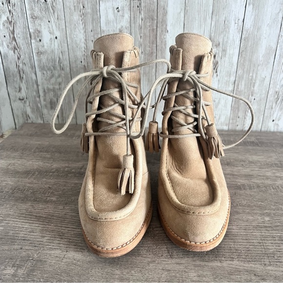 Stuart Weitzman Women’s Suede Whipstitch Trim Lace-Up Boots Size 6 - Picture 3 of 8